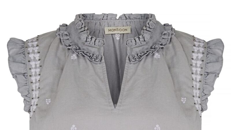 Monsoon Rita Linen Embroidered Sleeveless Top, &pound;39 