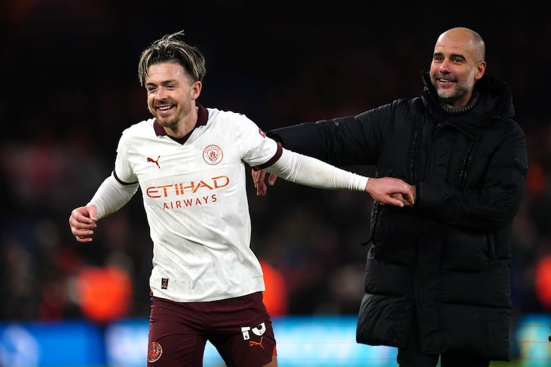 Jack Grealish (left) wants to repay manager Pep Guardiola