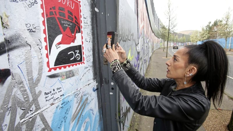Deepa Mann-Kler, artist and Chief Executive of Belfast creative immersive company, Neon, has launched a new app, AR Peace Wall, which aims to enhance the visitor experience at Cupar Way Peace Wall. Picture Mal McCann. 