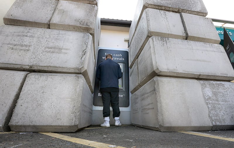 Concrete blocks have been placed around an ATM at a Centra filling station near Maghera. Picture by Margaret McLaughlin&nbsp;