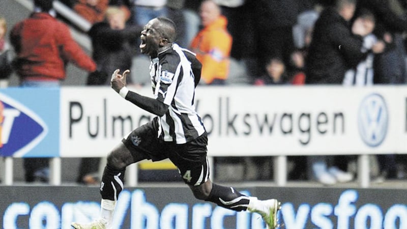 Cheick Tiote, died on this day in 2017 - here he celebrates scoring that goal for Newcastle United for which he'll always be remembered..