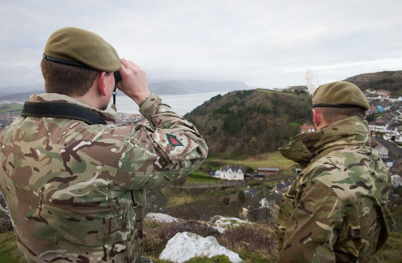Members of the 3rd Battalion The Royal Welsh on the hunt for their new regimental mascot, Fusilier Shenkin IV, a Kashmir kid goat (Corporal Dek Traylor/PA)
