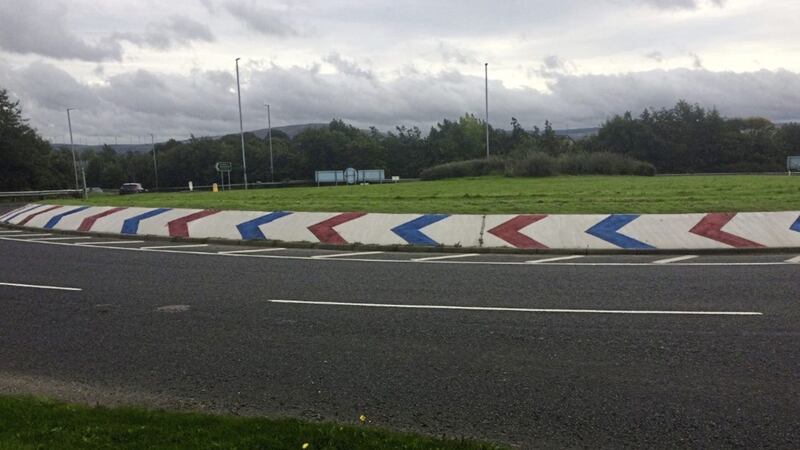 The Lisnakelly roundabout in Limavady was painted red, white and blue for the second year running  