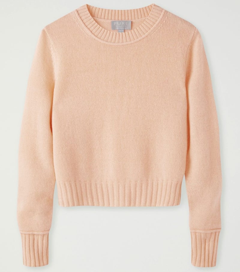 Pure Collection Peach Blush Cashmere Lofty Cropped Sweater, &pound;49 (was &pound;140), available from Pure Collection 