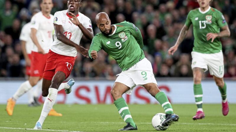 Republic of Ireland&#39;s David McGoldrick grabbed his first international goal against Switzerland on Thursday night 