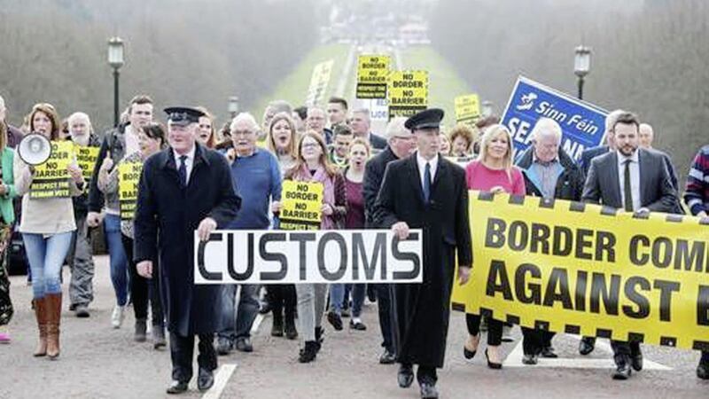 A march organised by Border Communities Against Brexit at Stormont last year