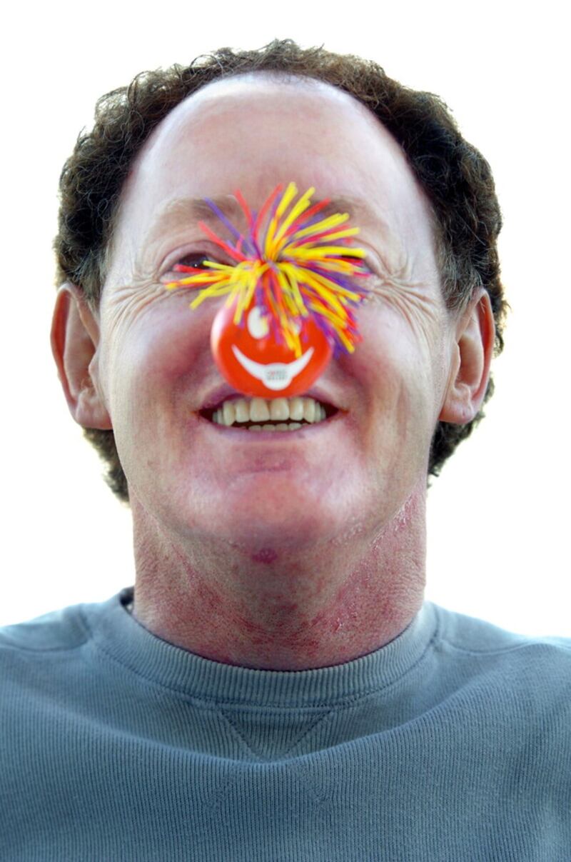 Hugh Russell wearing a Comic Relief nose of Red Nose Day. Picture by Alan Lewis