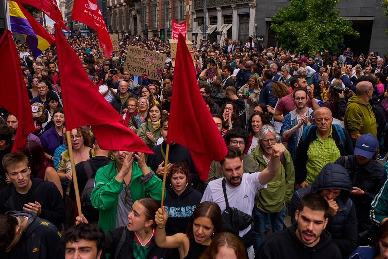 The vote was loudly jeered by protesters (Manu Fernandez/AP)