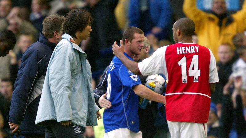 Everton's Wayne Rooney and Arsenal's Thierry Henry