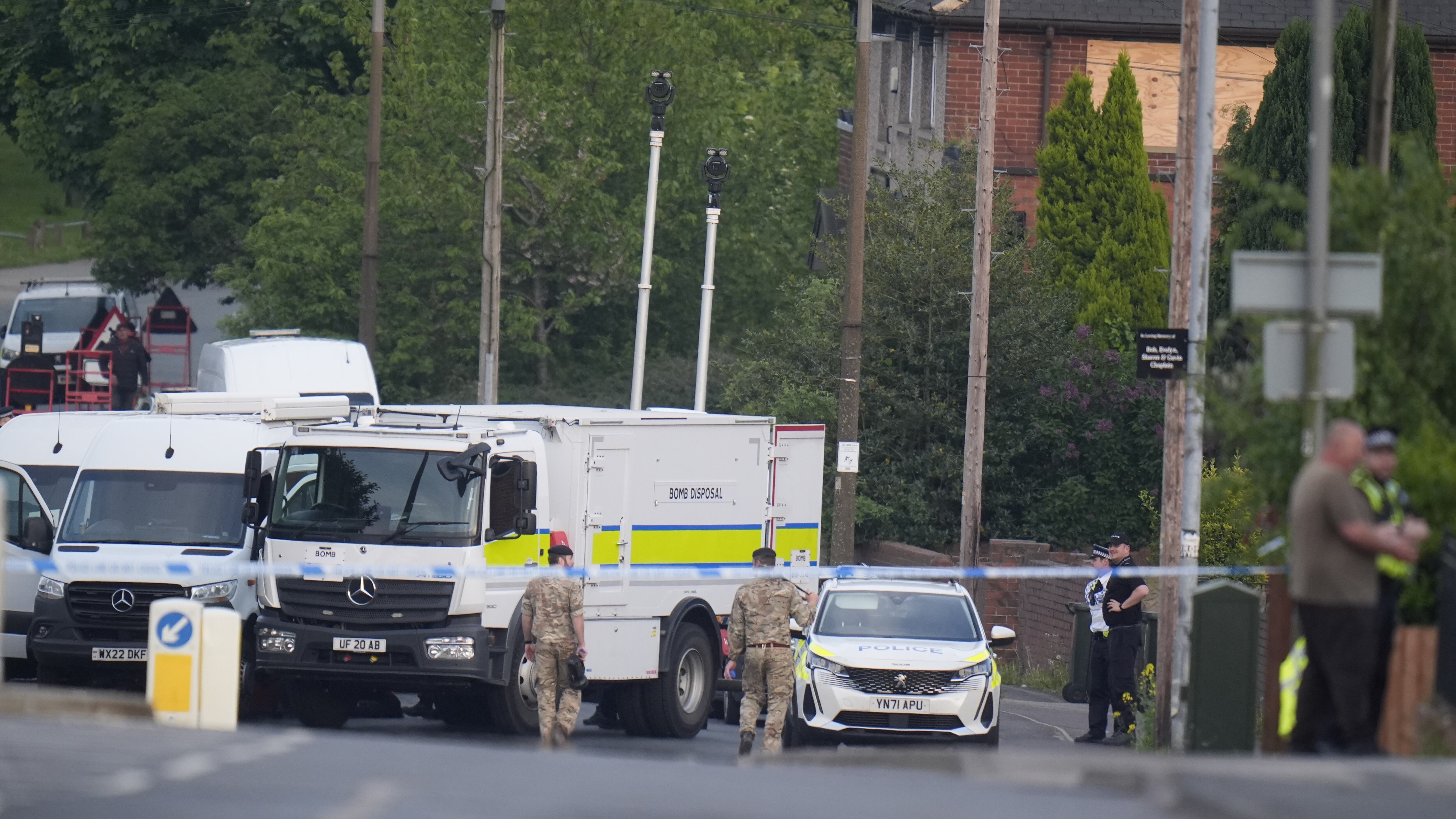 Emergency services at the scene in Grimethorpe after more than 100 homes were evacuated