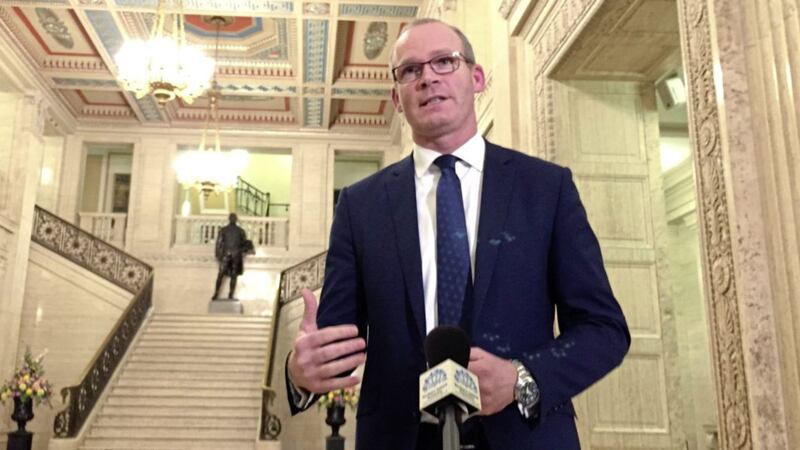 Simon Coveney speaking to the media after he held talks with Northern Ireland political figures. Picture by David Young/PA Wire  