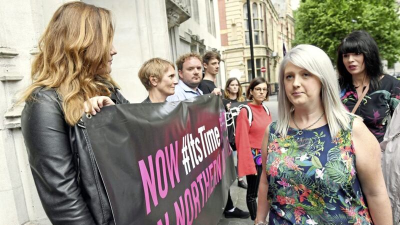 Sarah Ewart at the Supreme Court in London last month for its ruling on a Northern Ireland abortion law challenge 