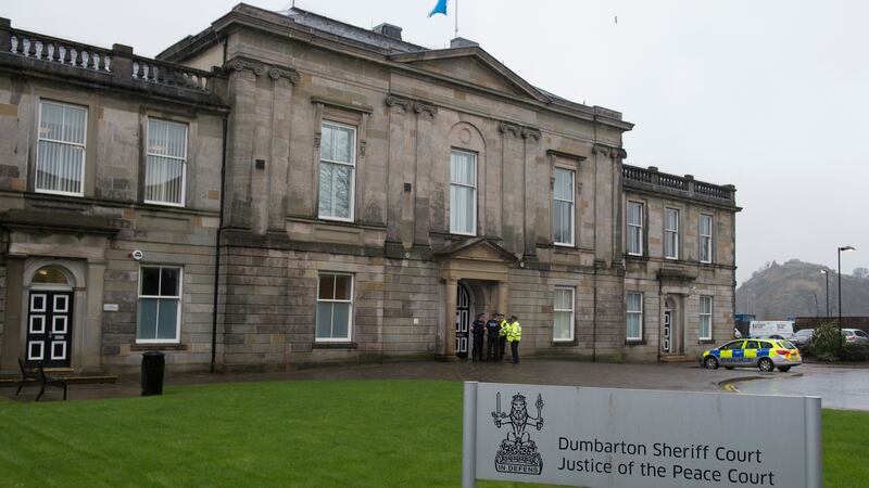 The trial is taking place at Dumbarton Sheriff Court (John Linton/PA)