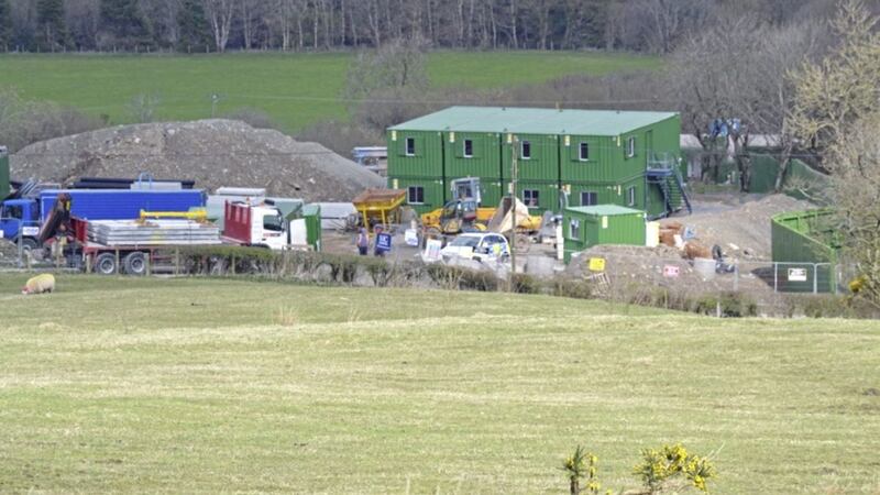 A marked PSNI car pictured at the Dalradian mine site near Greencastle last year 