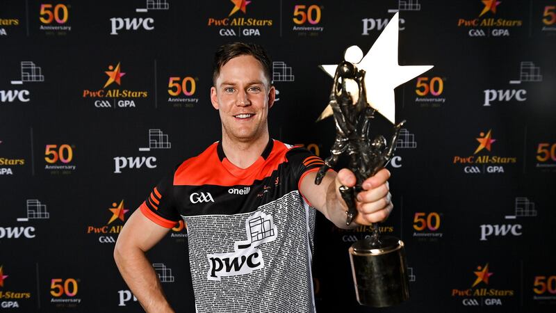 <span lang="EN-IE" style="font-family:&quot;Arial&quot;,sans-serif;&#10;mso-ansi-language:EN-IE">PwC GAA/GPA Footballer of the Year, Kieran McGeary. Picture: Sportsfile</span>