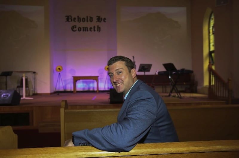 Pastor Mark McClurg ahead of his first Sunday service since he contracted coronavirus in March. Picture by Hugh Russell