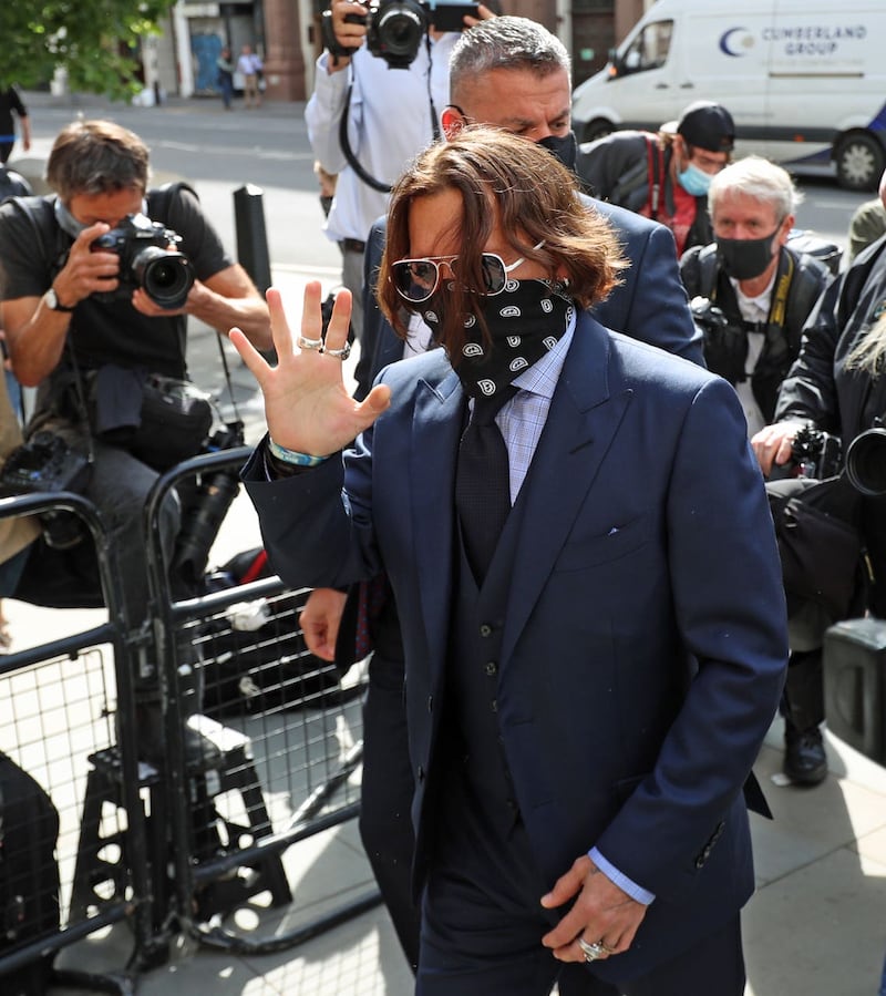 Actor Johnny Depp arrives at the High Court in London