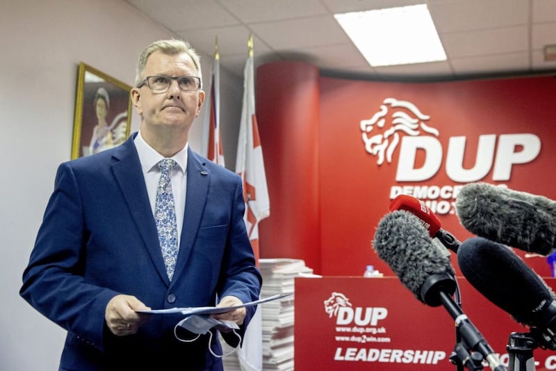 Shunning showbiz razzmatazz and expensive props, Sir Jeffrey Donaldson launched his leadership campaign in the utilitarian surroundings of colleague Gavin Robinson&#39;s east Belfast constituency office. Picture by Liam McBurney/PA Wire 