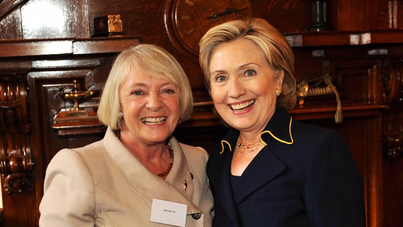 Jane Morrice (left), pictured here with former US presidential candidate Hillary Clinton, said Northern Ireland could become a European place of global peace-building&nbsp;