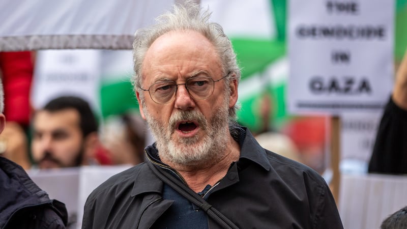 Irish actor Liam Cunningham attends a pro-Palestine rally in Dublin