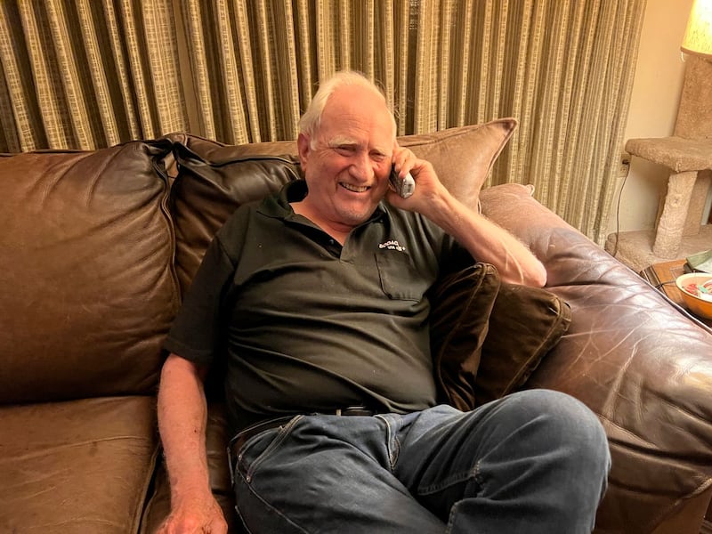 John F Clauser speaks to reporters on the phone from his home in California 
