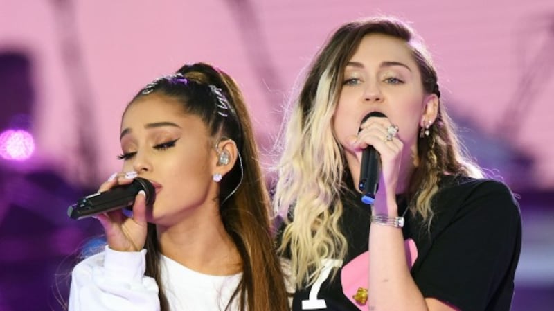 Ariana Grande and Miley Cyrus at One Love (Dave Hogan for One Love Manchester/Press Association Images)