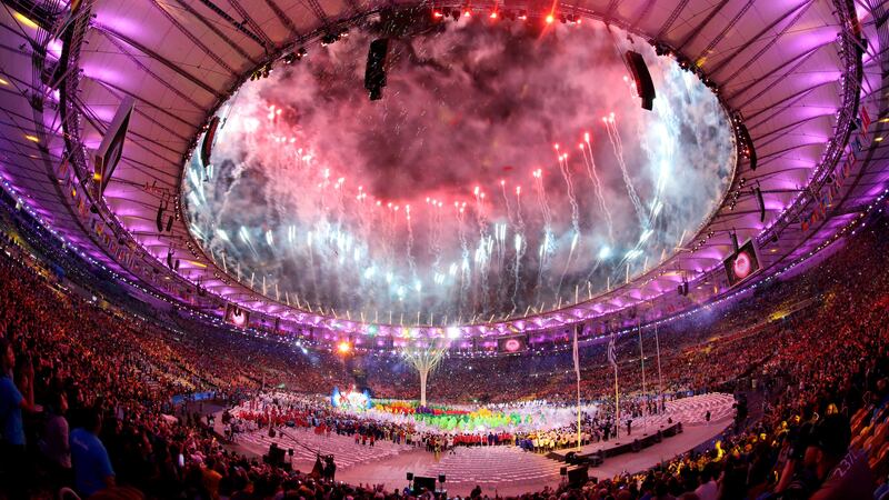 Fireworks during the Rio Olympic Games 2016 Closing Ceremony at the Maracana, Rio de Janeiro, Brazil. Picture by Martin Rickett, Press Association &nbsp;