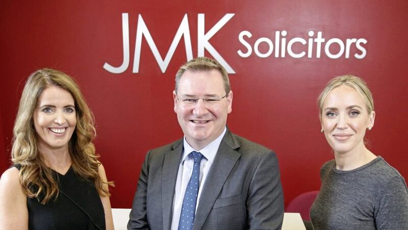 Pictured (from left) are JMK&#39;s Maurece Hutchinson (managing director), Jonathan McKeown (chairman) and Olivia Meehan (legal services director) 