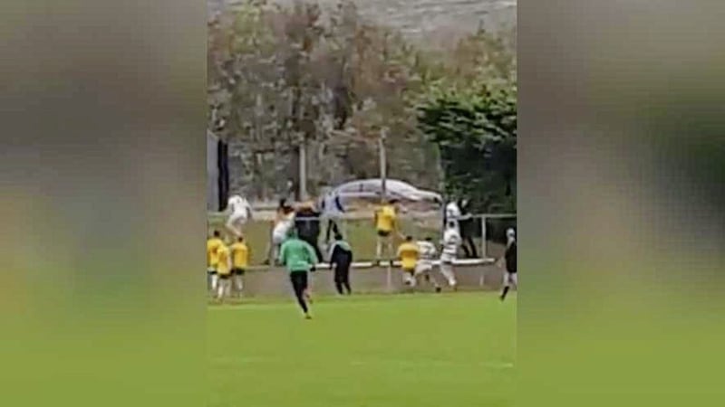 A mass brawl broke out at a match between Downpatrick Russell Gaelic Union and Ballyholland Harps on Sunday 