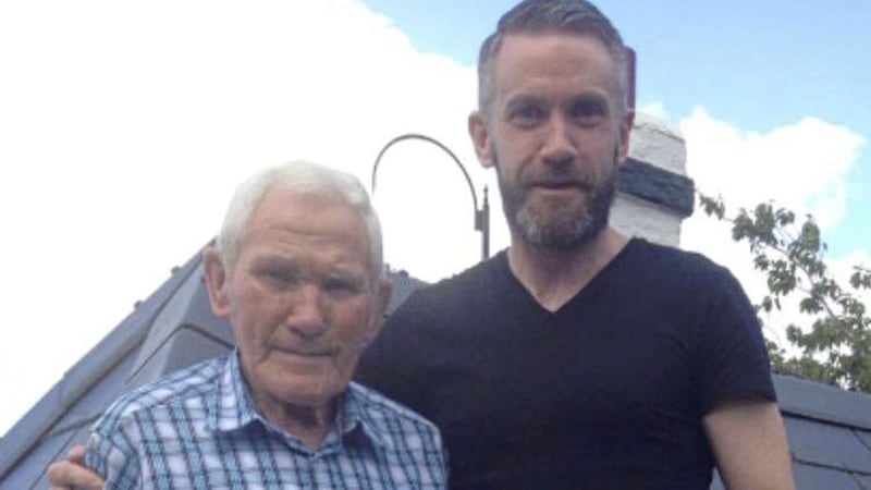 John Connolly pictured with his father, Sean, who was buried on his 83rd birthday in April 