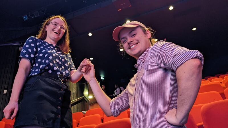 Samuel Bell popped the question to Charlotte Button at Lakeside Theatre in Colchester.