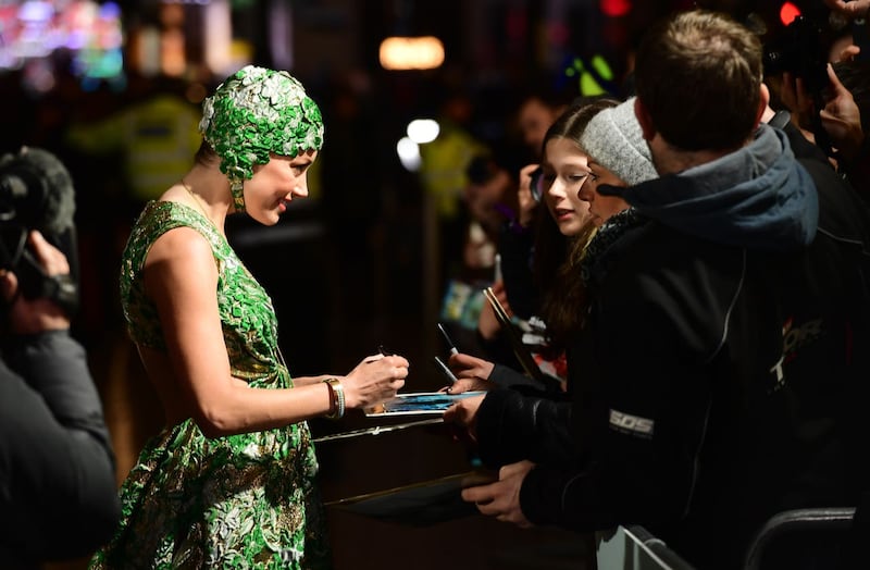 Amber Heard meets fans during the Aquaman premiere held at Cineworld in Leicester Square, London.