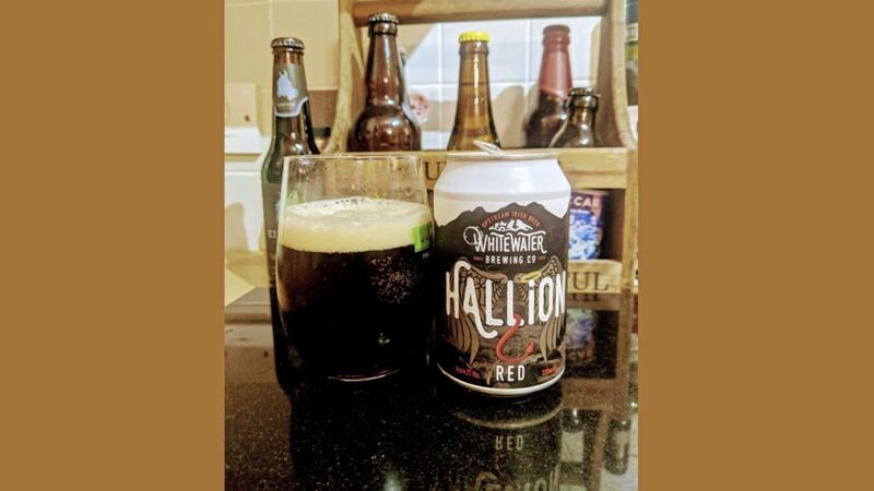 Coming in a 330ml can, Hallion Red pours a deep ruby red colour with a fluffy white head 
