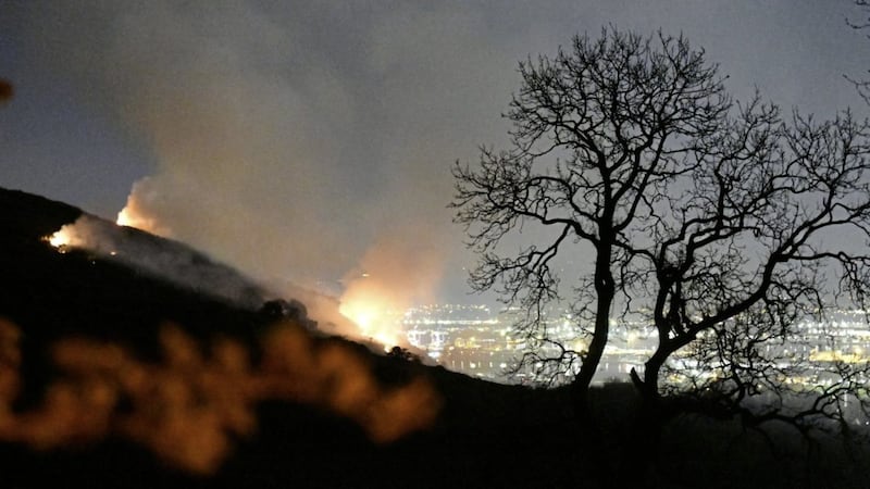 Specialist wildlife officers were yesterday carrying out an assessment of the damage caused by a gorse fire at Cave Hill. Picture by Alan Lewis/PhotopressBelfast 