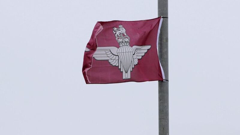 Flags, including those of the Parachute Regiment, were removed 