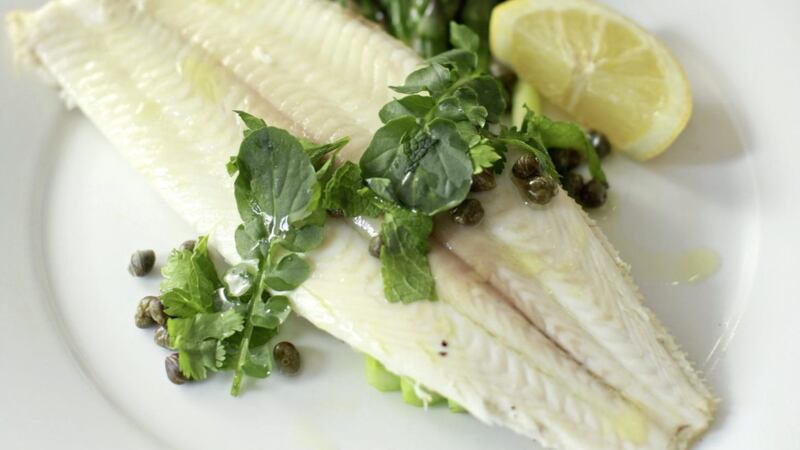Dover sole with mint and asparagus, by James Street Cookery School 