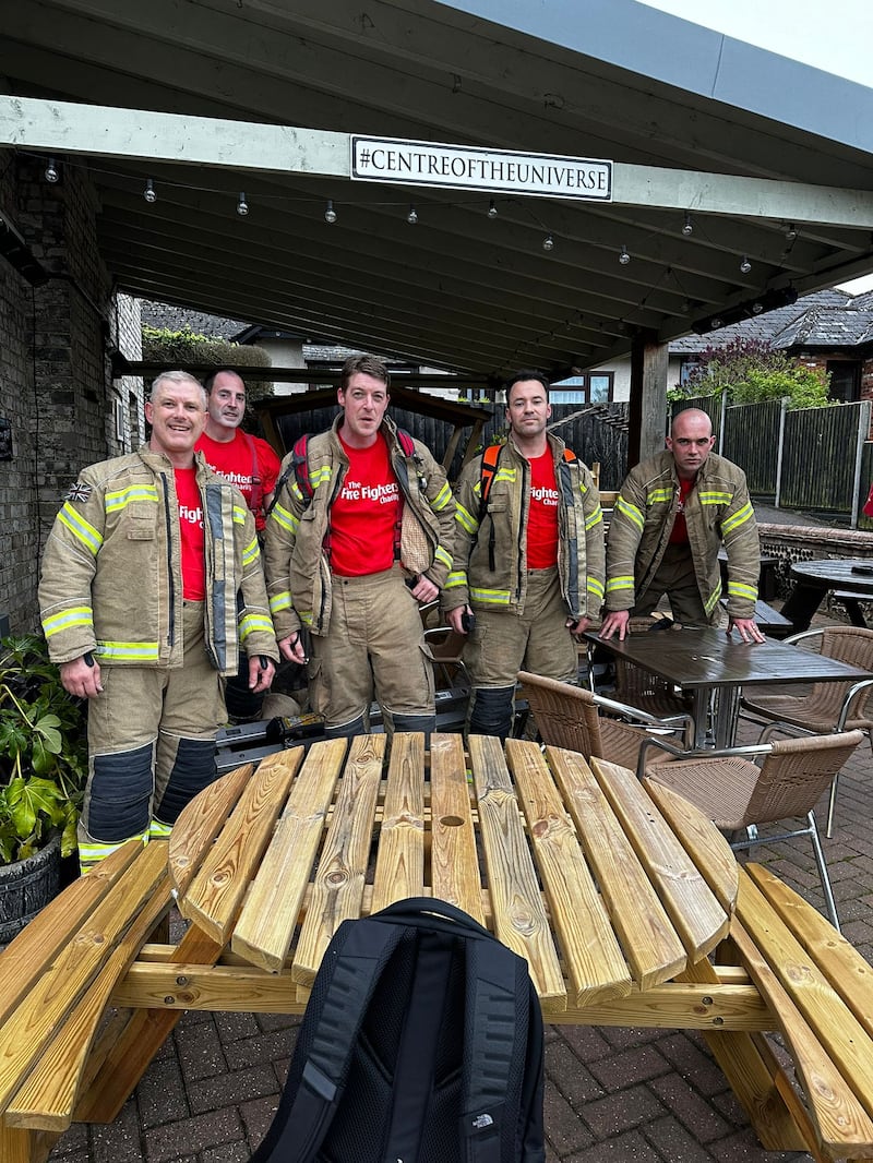 Some of the firefighters taking part in the challenge