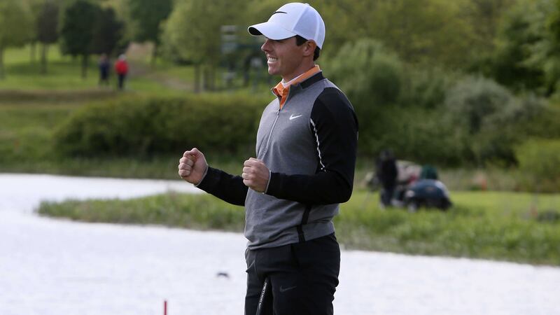 Rory McIlroy celebrates winning the Irish Open at the K Club in county Kildare on Sunday<br />Picture by PA&nbsp;