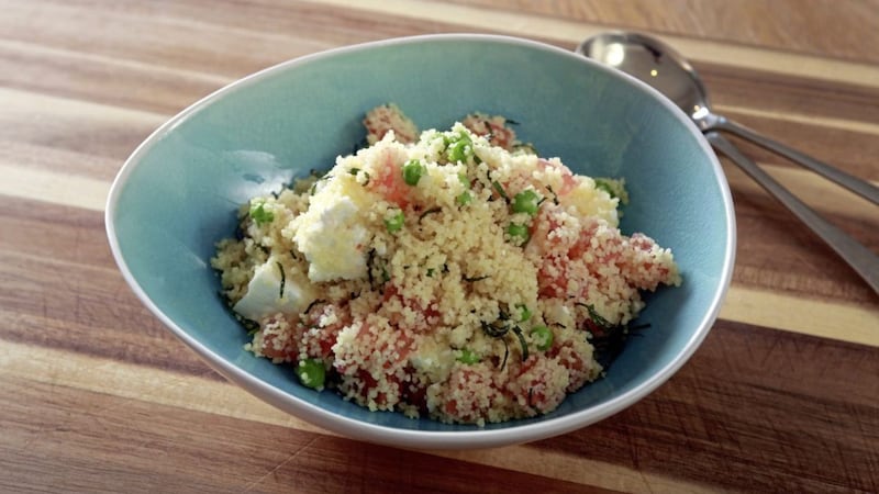 Niall McKenna&#39;s cous cous with peas, mint and feta 