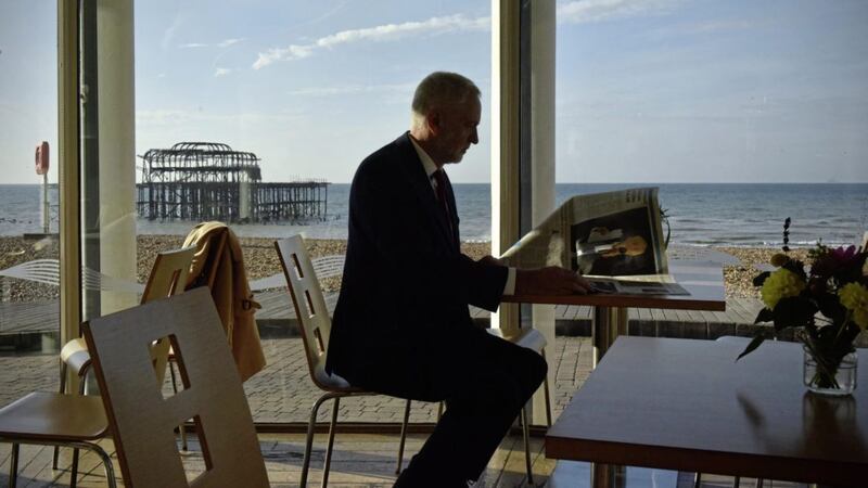 Labour leader Jeremy Corbyn on the Brighton seafront yesterday. Picture by Jeff Overs, BBC, Press Association 