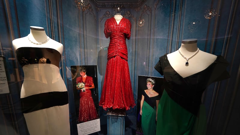 Dresses owned by the late Diana, Princess of Wales, which went under the hammer at Julien’s Auctions in Los Angeles. (Brian Lawless/PA)