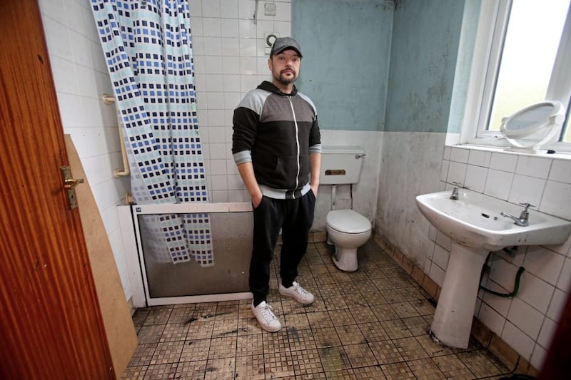 Riverdale resident Steven Lavery shows the state of disrepair in his home. Picture by Mal McCann 