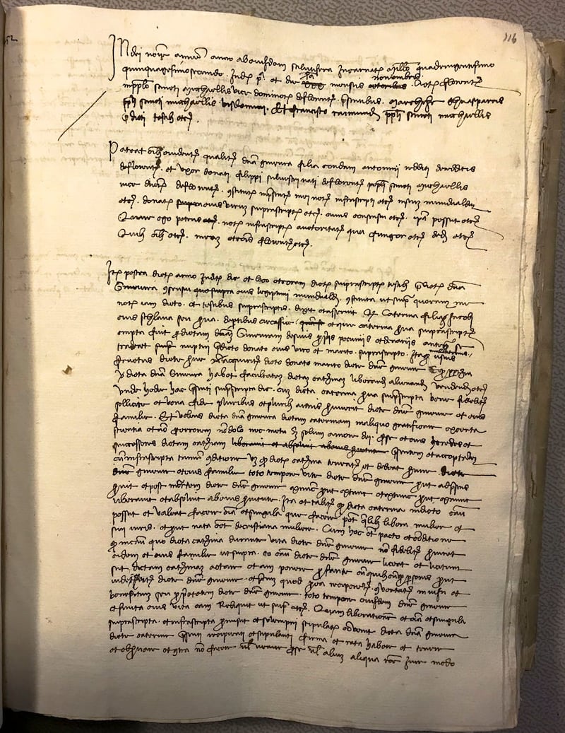 This picture made by historian Carlo Vecce shows what he says is the original act of liberation of the slave Caterina, who he believes is the mother of Leonardo da Vinci and notarised by Leonardo’s father Piero da Vinci 