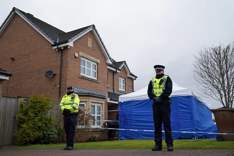 Police erected a forensic tent outside the home of Peter Murrell and Nicola Sturgeon