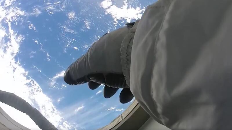 The spectacular footage, from a spacewalk in October, was recently posted on Twitter.