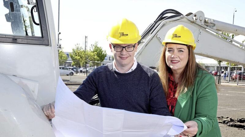 Junction centre manager Leona Barr and Lotus Property senior asset manager Craig Stewart announce the arrival of three more food and beverage outlets to the Antrim scheme 