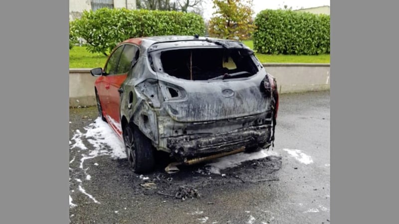 A car targeted in an arson attack at the home of QIH director Tony Lunney in October last year in Ballyconnell, Co Cavan 