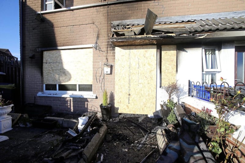 A house at Monagh Drive in west Belfast was gutted in an arson attack. Picture by Mal McCann 