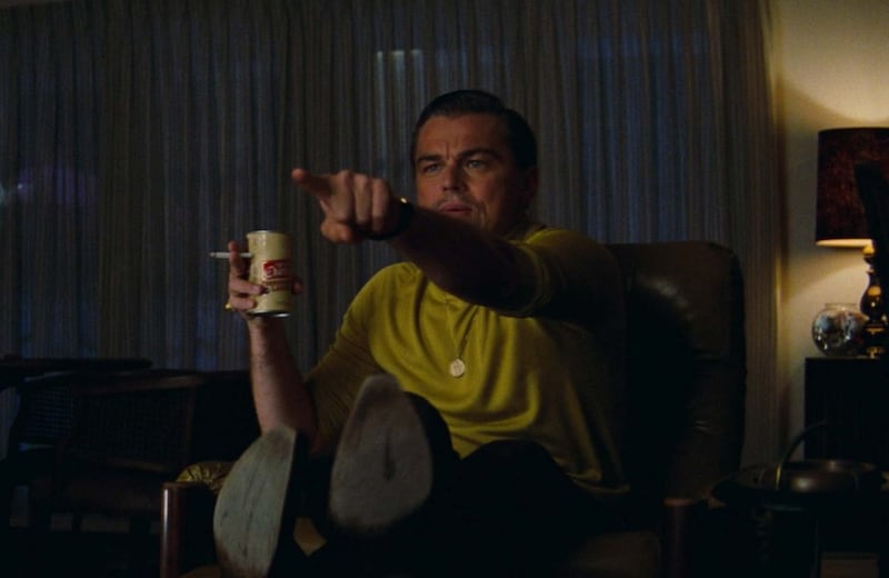 Leonardo DiCaprio as Rick Dalton in Once Upon a Time in Hollywood, pointing
