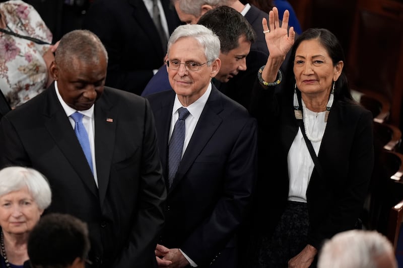 Merrick Garland (centre) at the State Of The Union speech (Mark Schiefelbein/AP)
